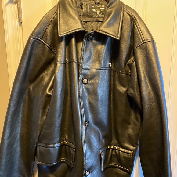 Emporio Armani black leather blazer size XXL - Picture 1 of 4